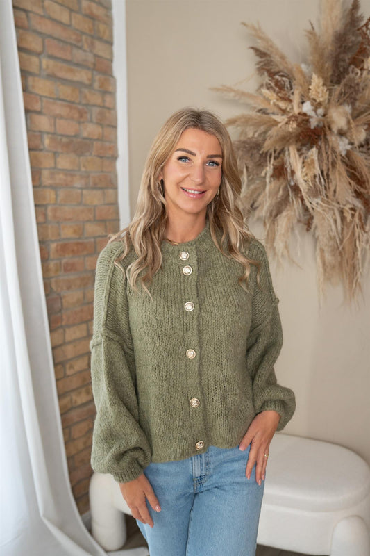 Strickjacke kurz mit goldenen Knöpfen