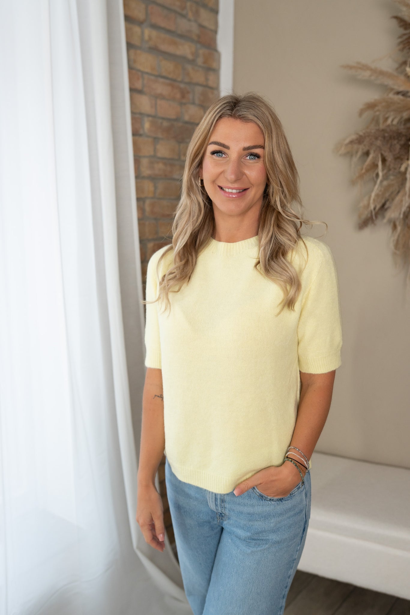 Pullover Feinstrick mit kurzen Ärmeln