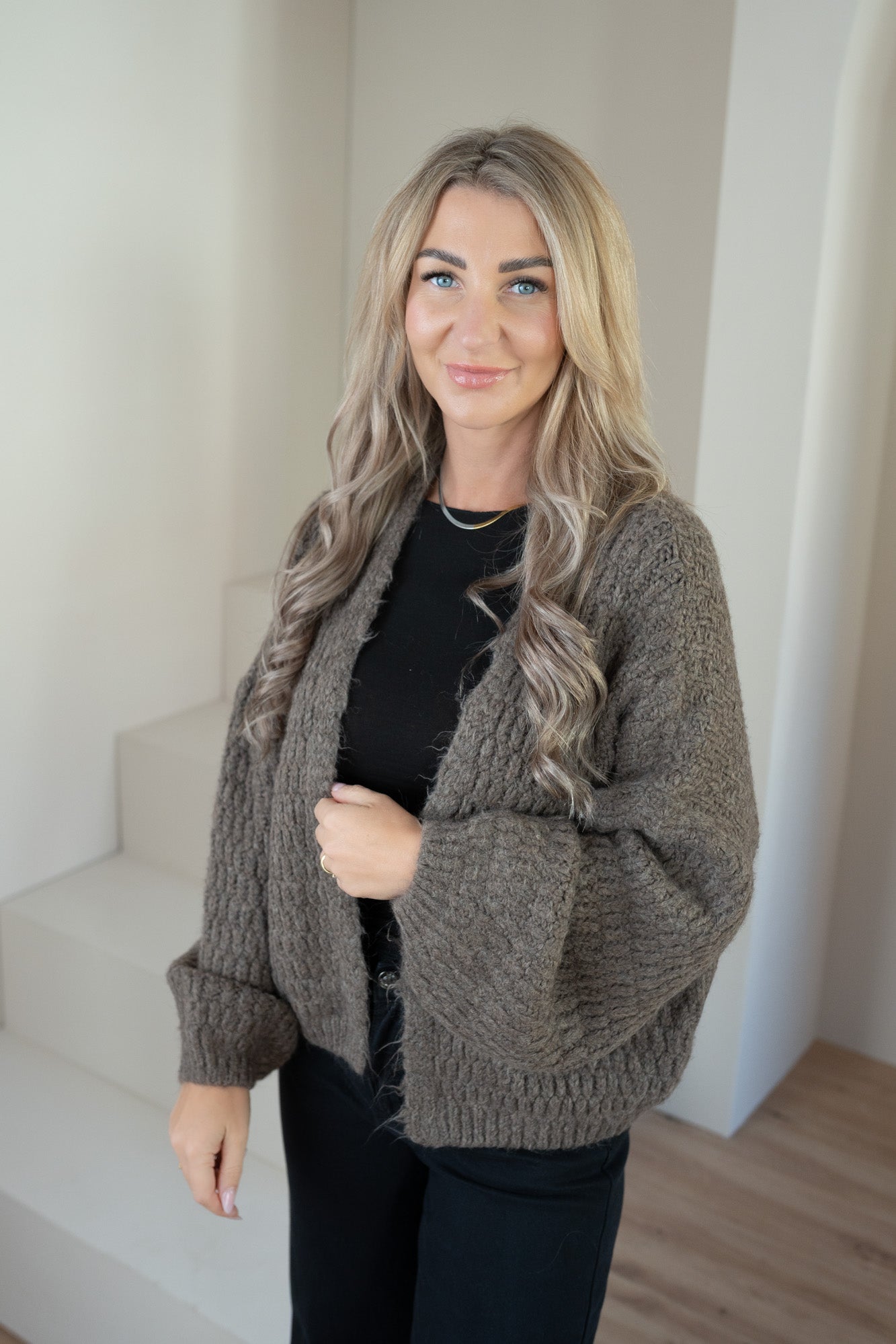 Cardigan kurz Zopfmuster