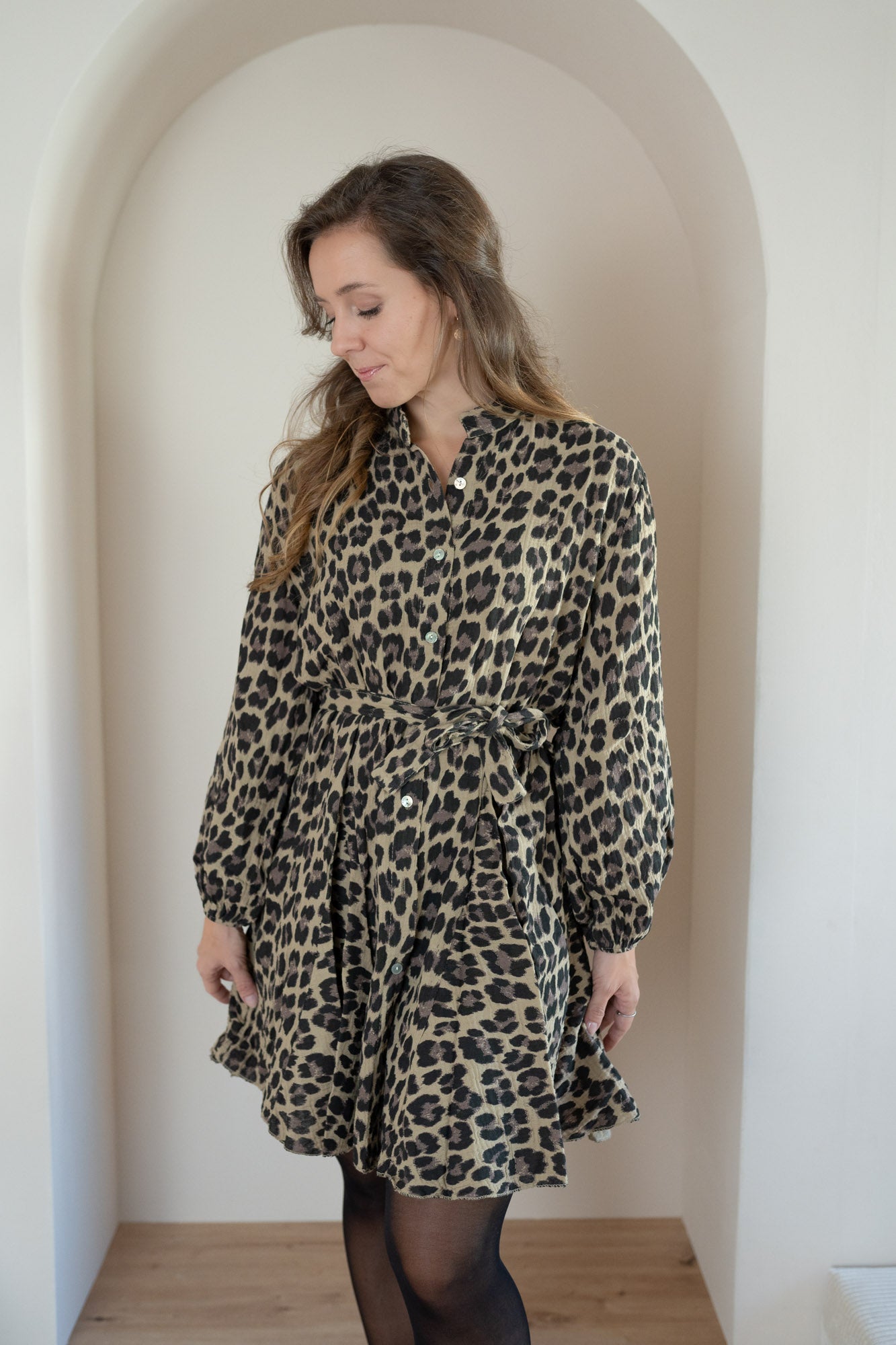 Musselin Kleid mit Stehkragen