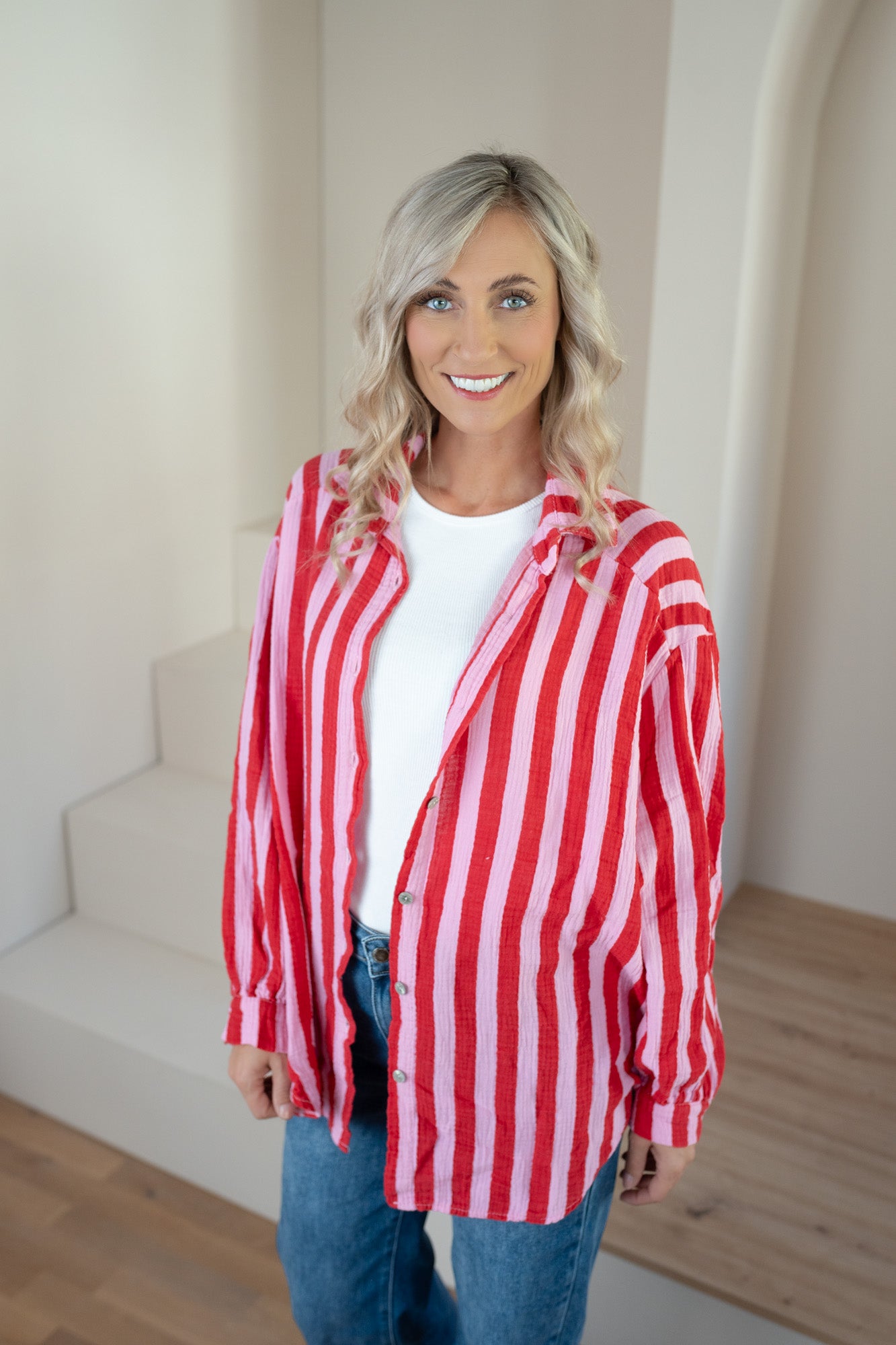 Musselin Bluse gestreift