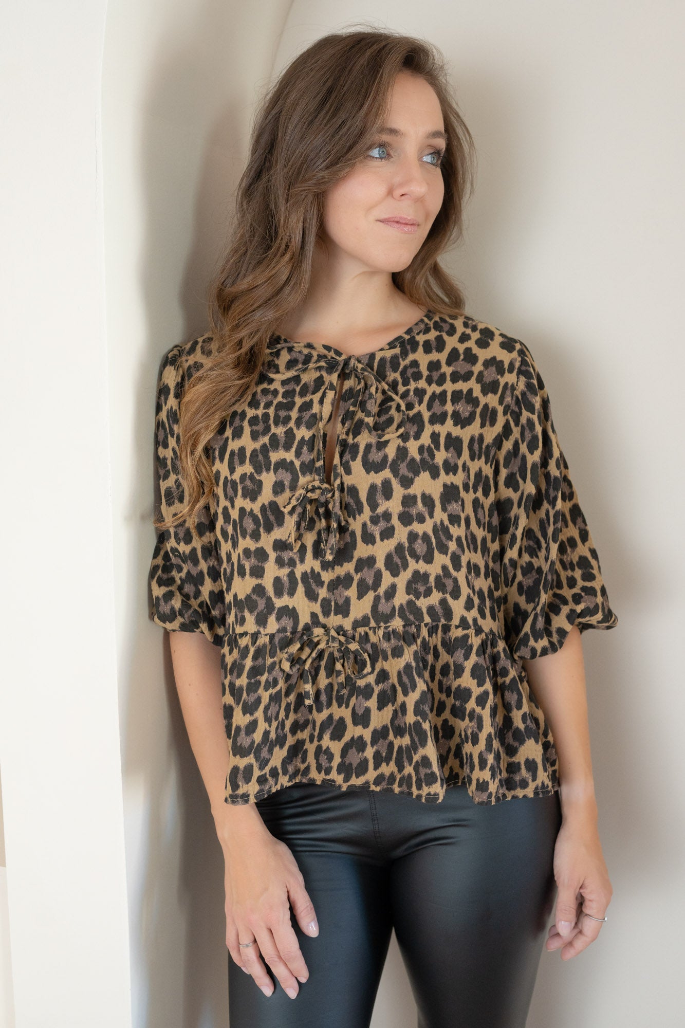 Musselin Bluse mit Schleife Leo