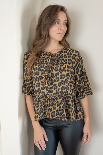 Musselin Bluse mit Schleife Leo
