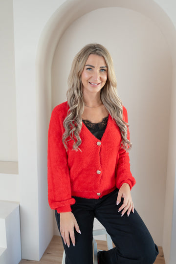 Jacke V-Ausschnitt goldene Knöpfe