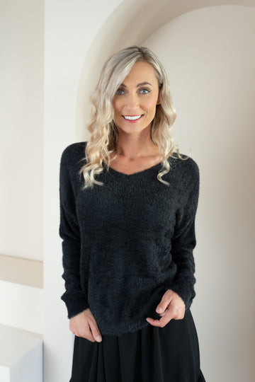 Pullover Flauschig V-Ausschnitt