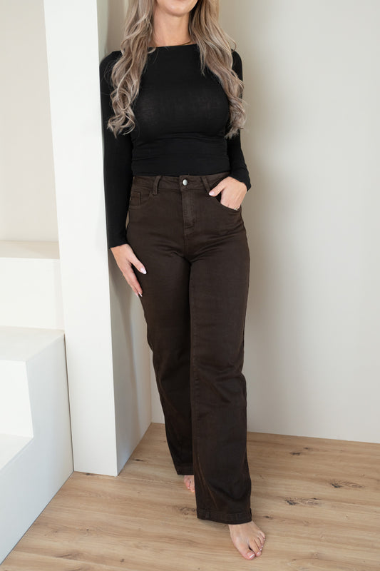 Jeans Wide Leg mocca