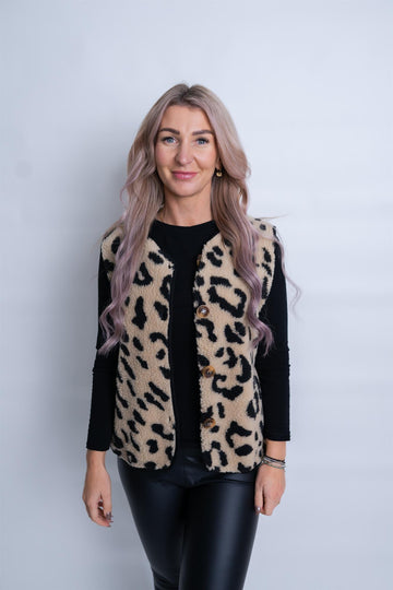 Weste mit Teddyfell Leo beige