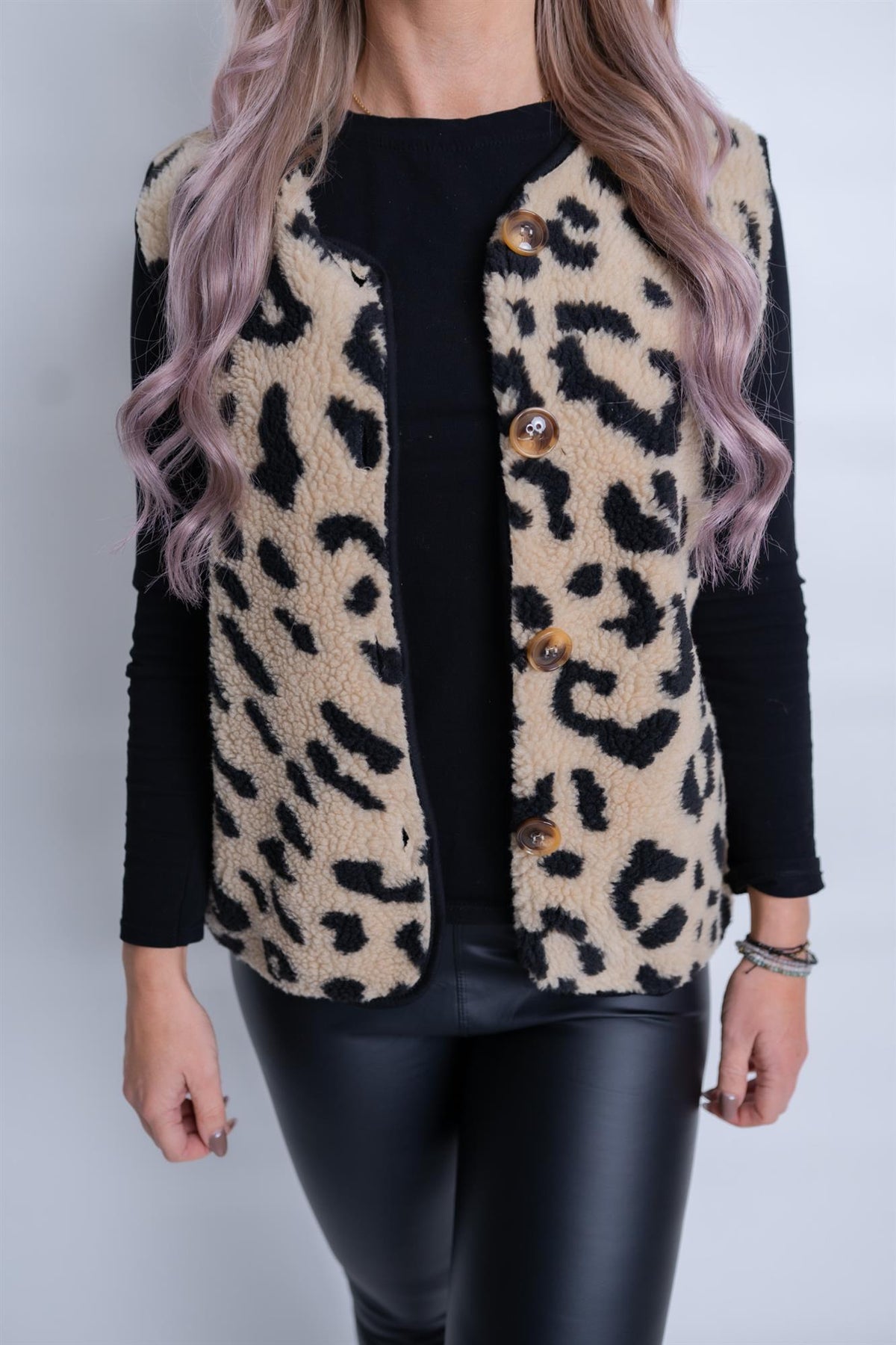 Weste mit Teddyfell Leo beige