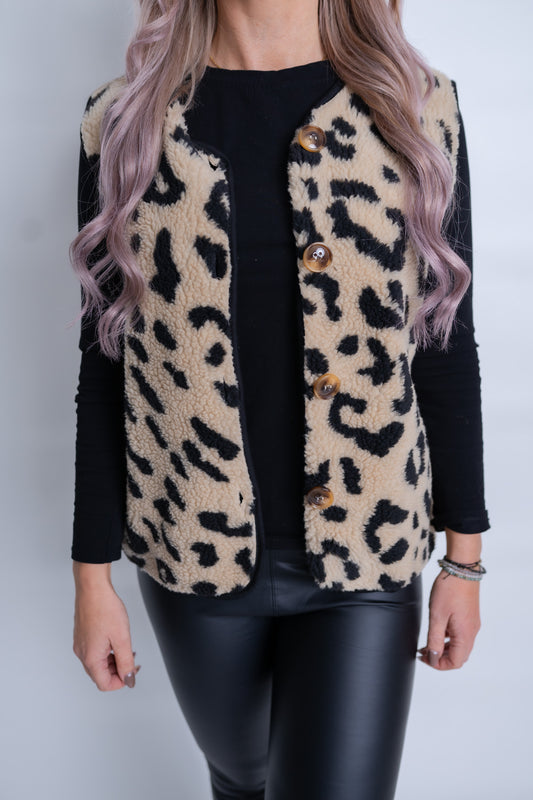 Weste mit Teddyfell Leo beige