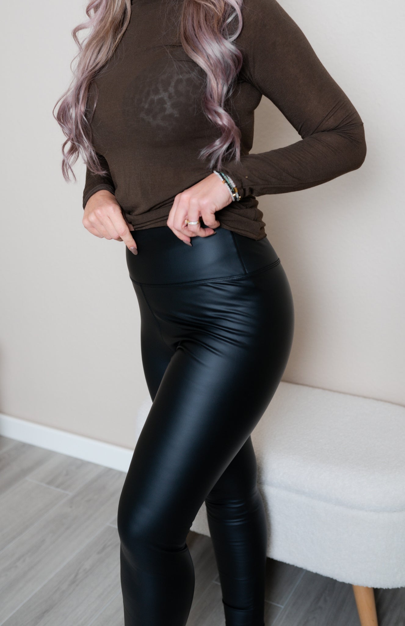 Leggins in Lederoptik
