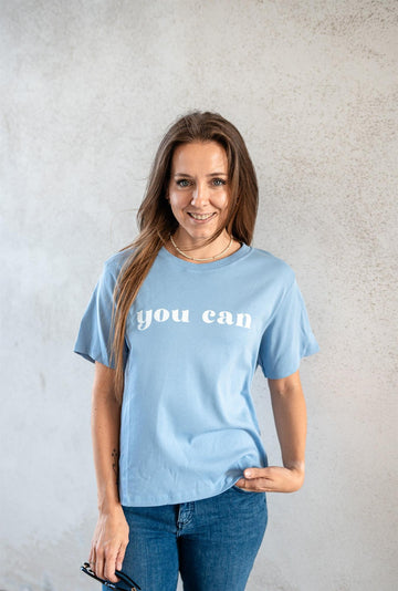 T-Shirt "you can" hellblau