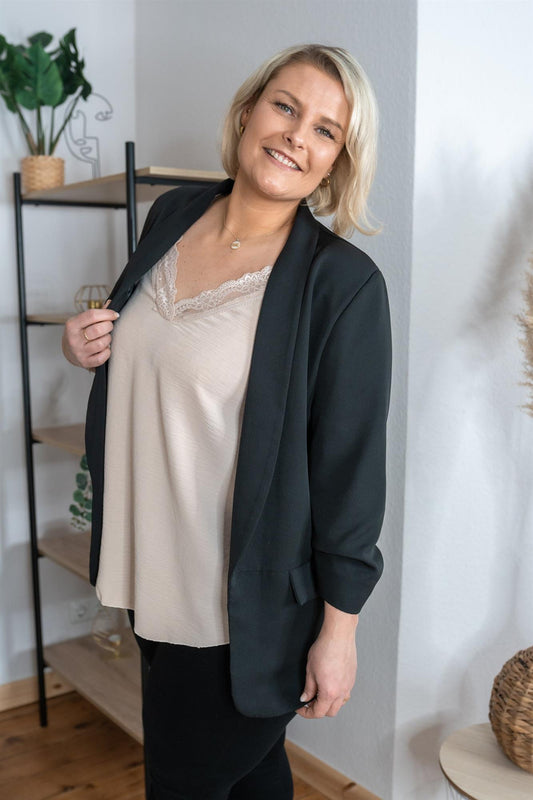 Top mit Spitze groß beige