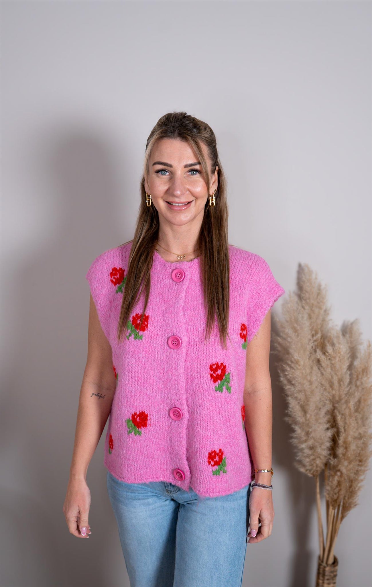 Weste mit  Blumen in rosa