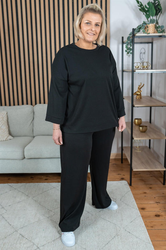 Langarmshirt oversized mit weiten Ärmeln schwarz