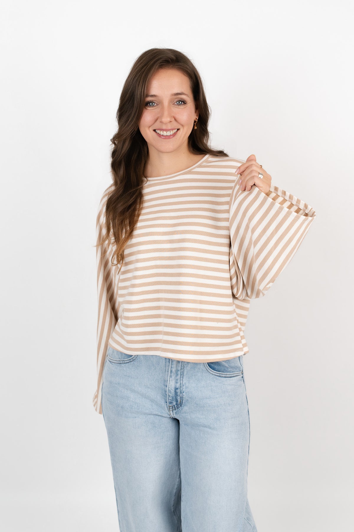 Langarmshirt mit Streifen in kurz