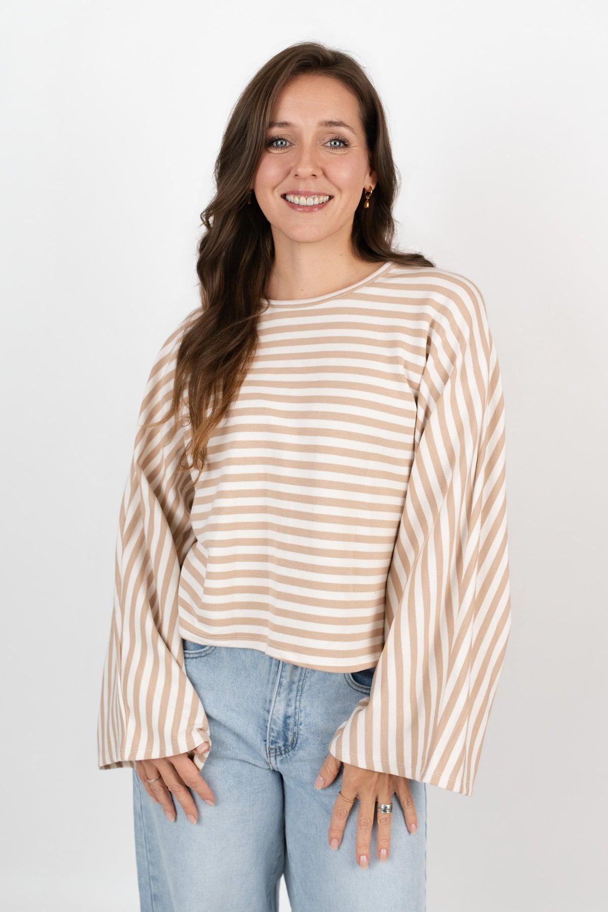 Langarmshirt mit Streifen in kurz