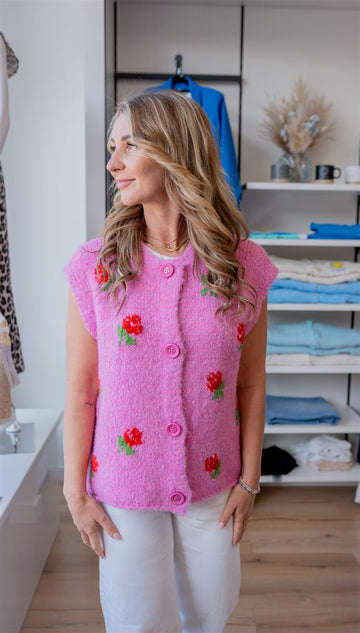 Weste mit Blumen in rosa