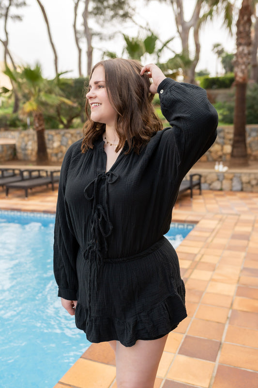 Musselin Jumpsuit mit Schleifen