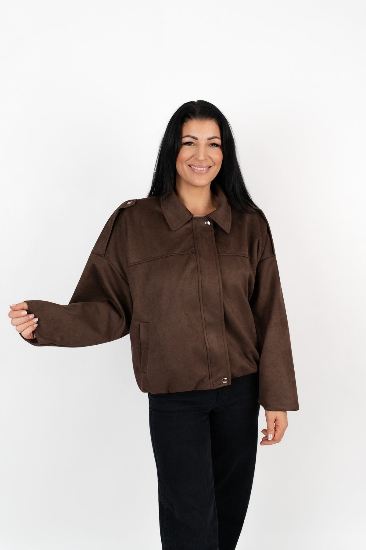 Jacke Wildlederoptik mit Schulterklappen