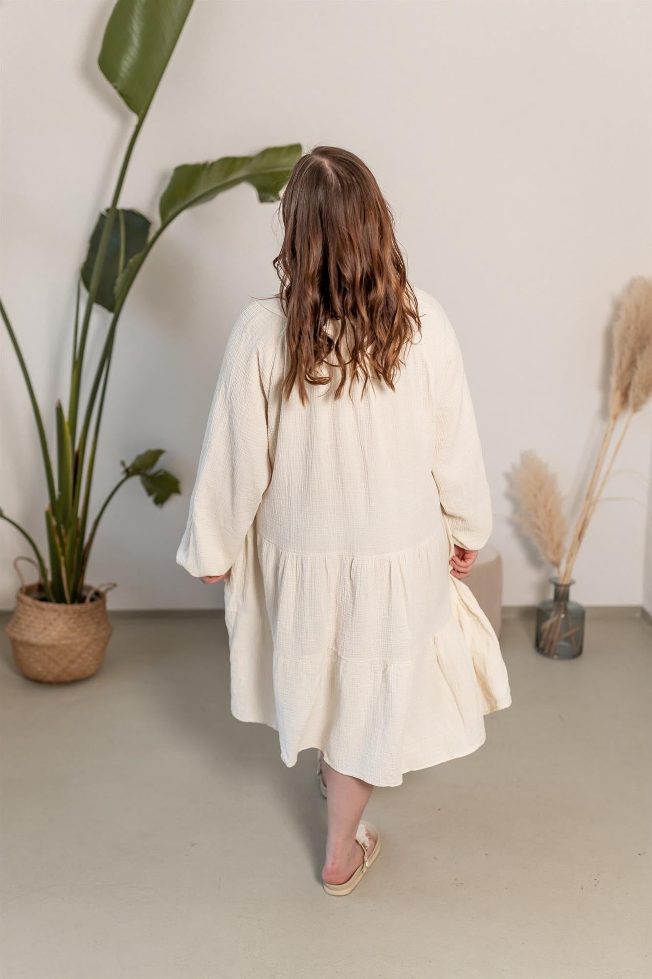 Musselin Kleid mit V-Ausschnitt
