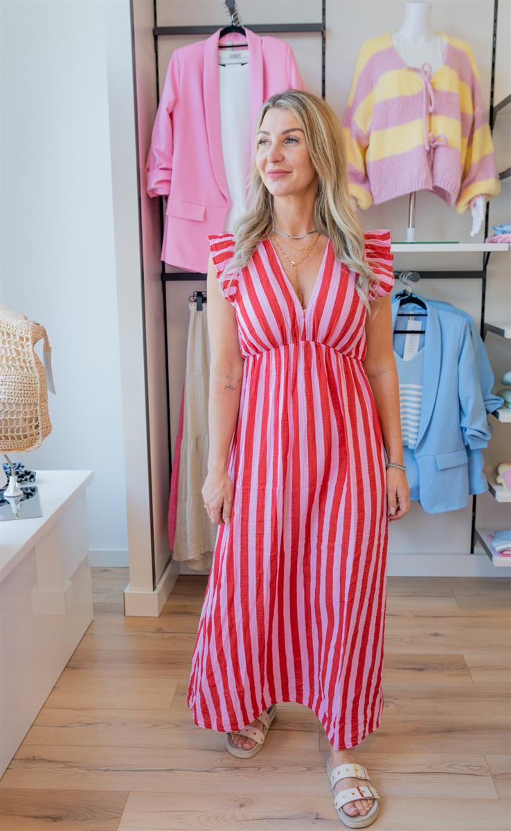 Musselin Maxi-Kleid mit Streifen