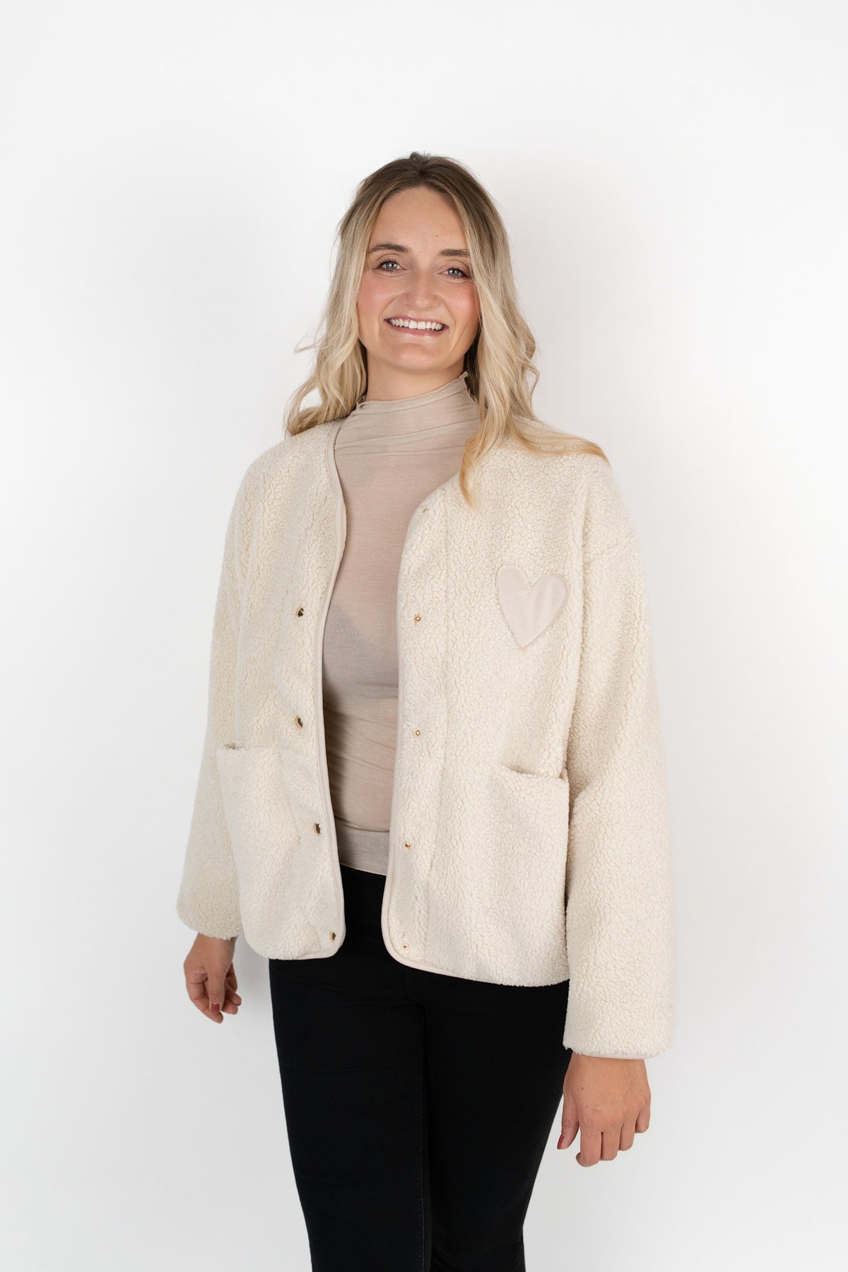 Oversized Teddyjacke mit Herz