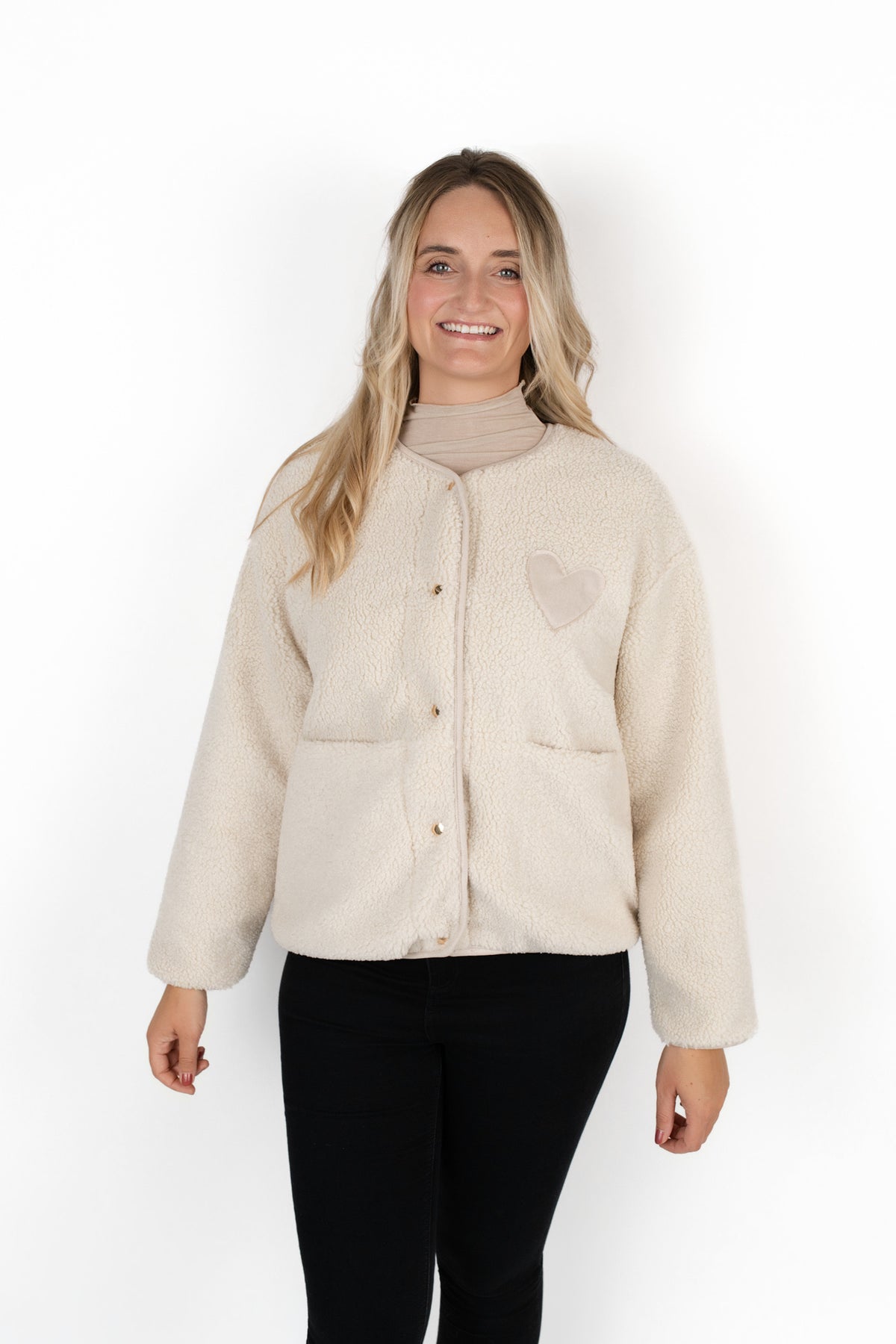 Oversized Teddyjacke mit Herz