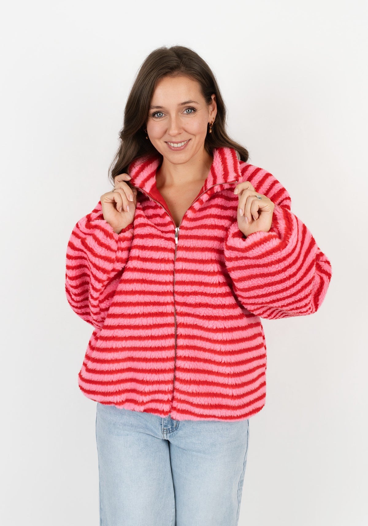 Jacke Teddyfell gestreift