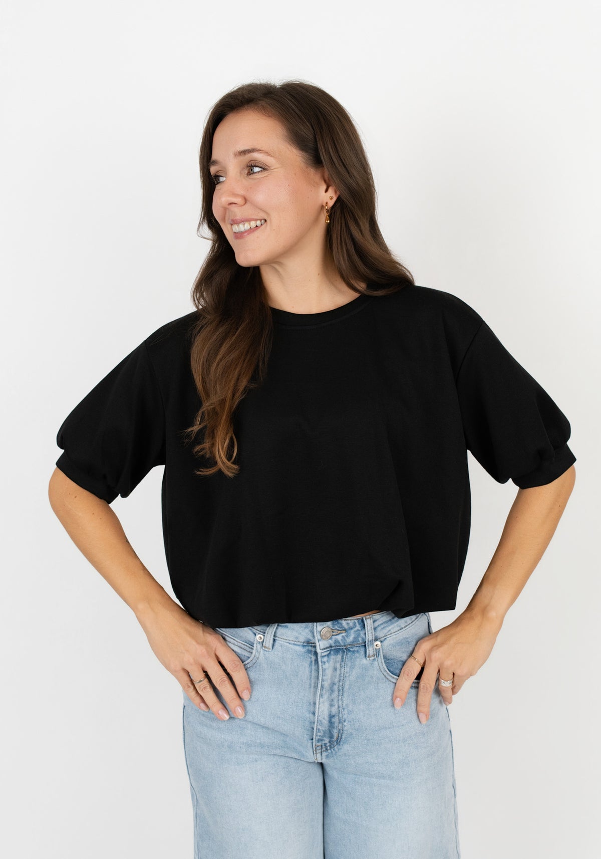 Sweatshirt Ballonschnitt kurze Ärmel