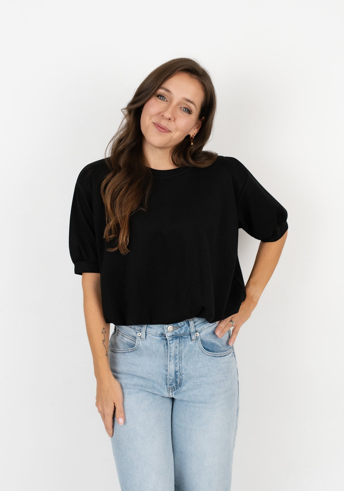 Sweatshirt Ballonschnitt kurze Ärmel