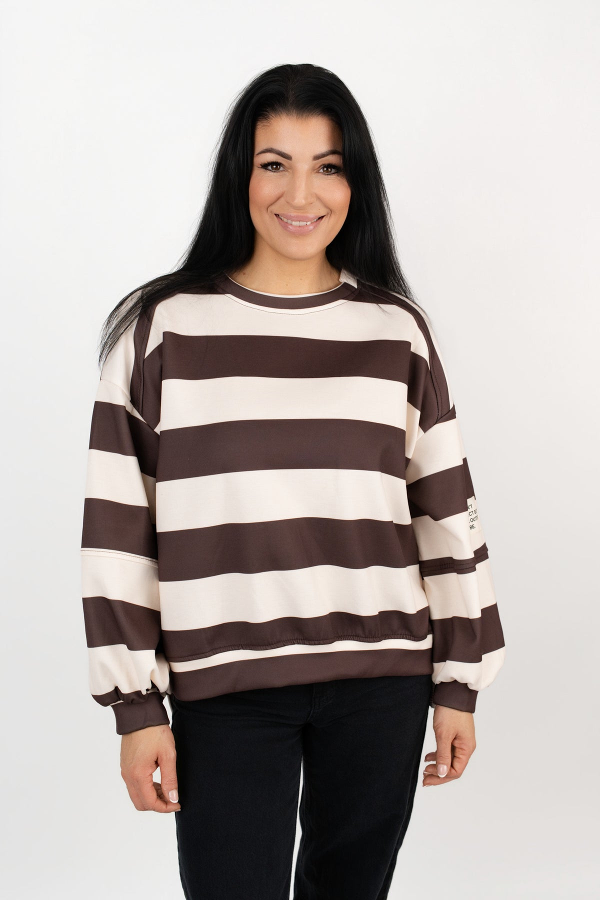 Pullover gestreift mit Ärmelpatch