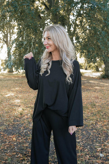 Langarmshirt oversized mit weiten Ärmeln schwarz