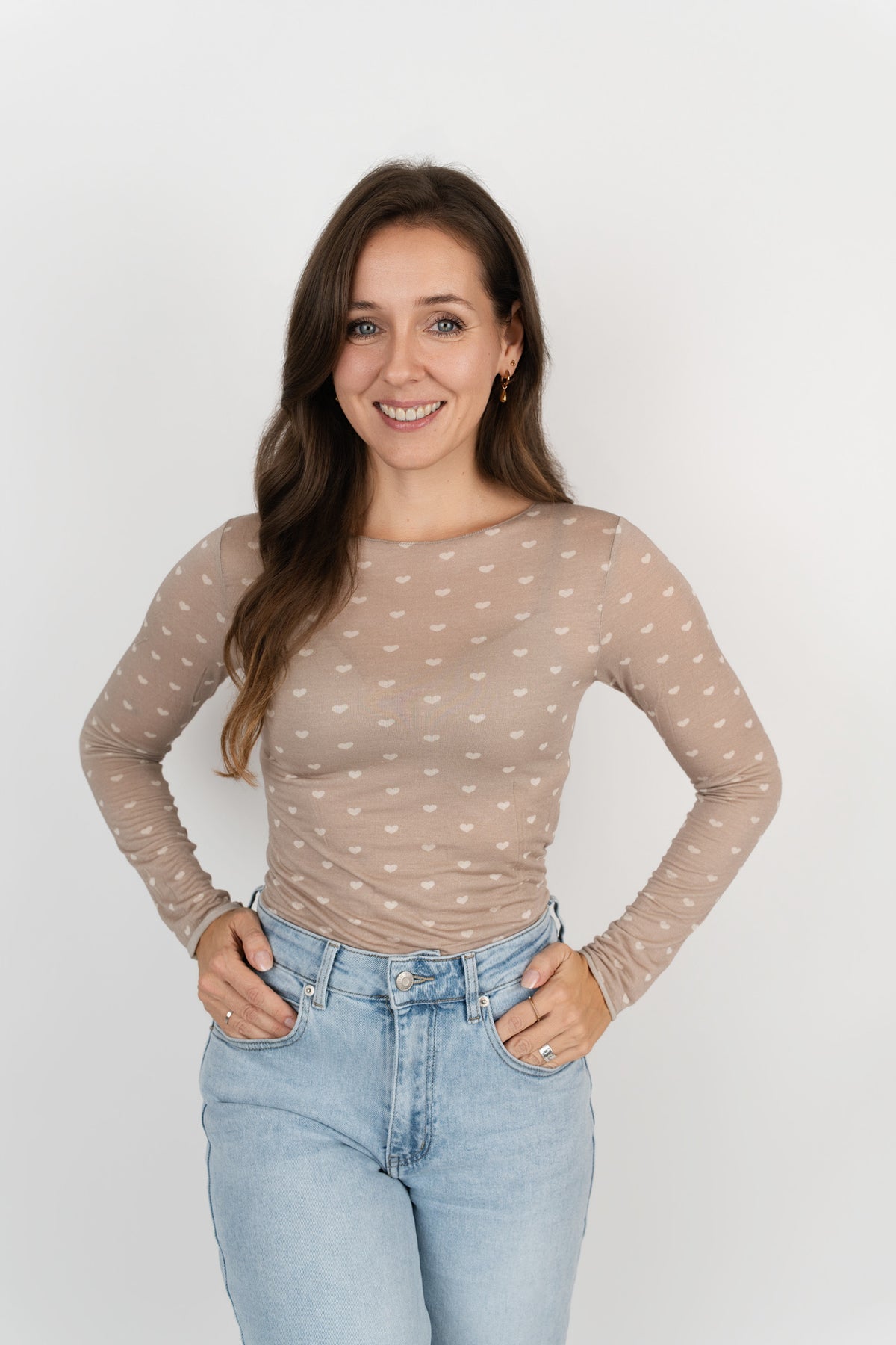 Langarmshirt mit Kaschmir Herzen