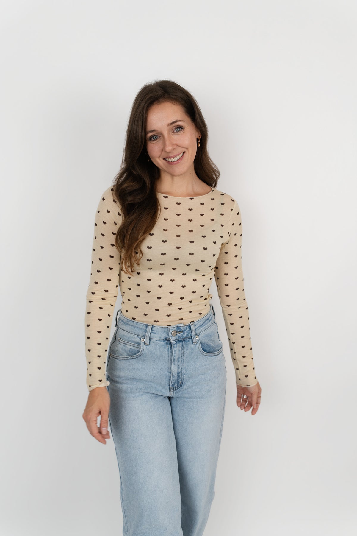 Langarmshirt mit Kaschmir Herzen