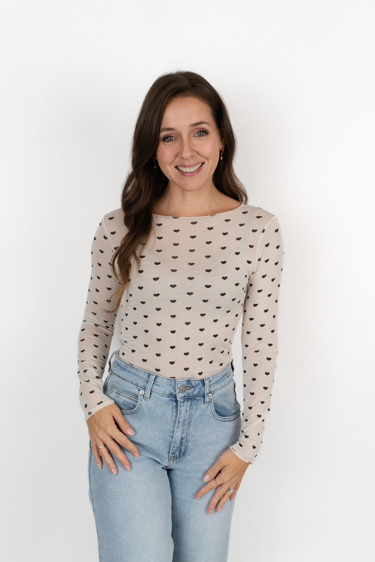 Langarmshirt mit Kaschmir Herzen
