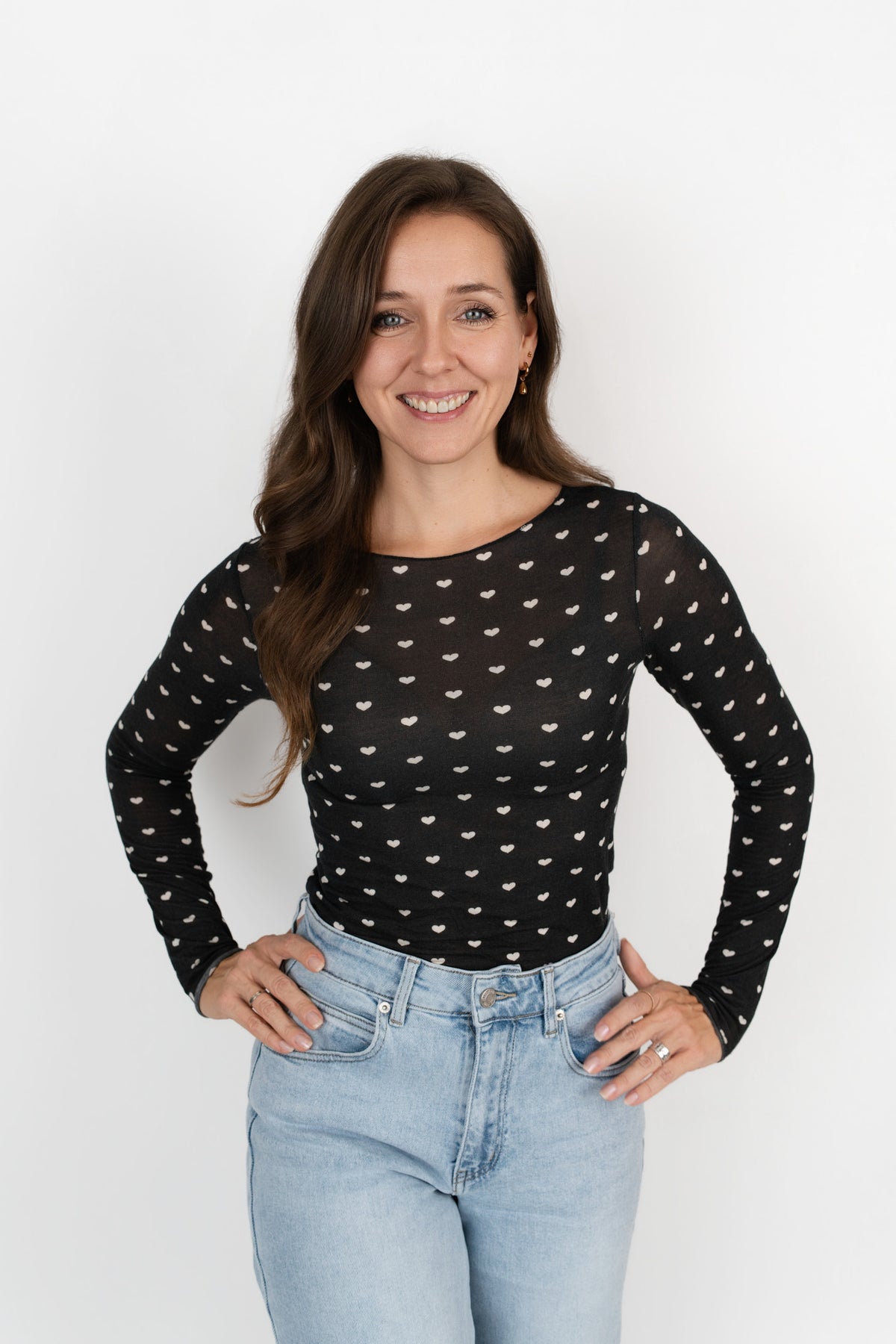 Langarmshirt mit Kaschmir Herzen