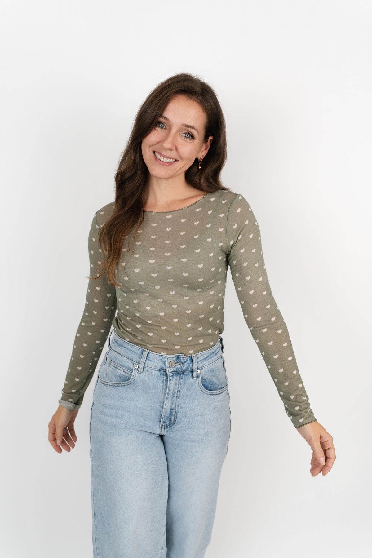 Langarmshirt mit Kaschmir Herzen