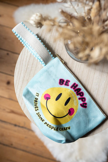 BE HAPPY Kosmetiktasche hellblau