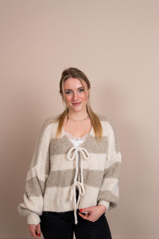 Cardigan gestreift mit Schleife