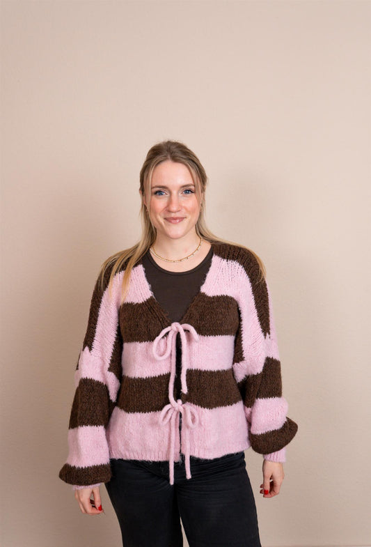 Cardigan gestreift mit Schleife