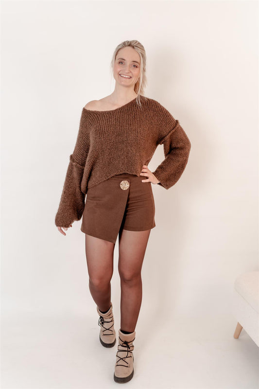 Pullover Oversized mit V-Ausschnitt in kurz