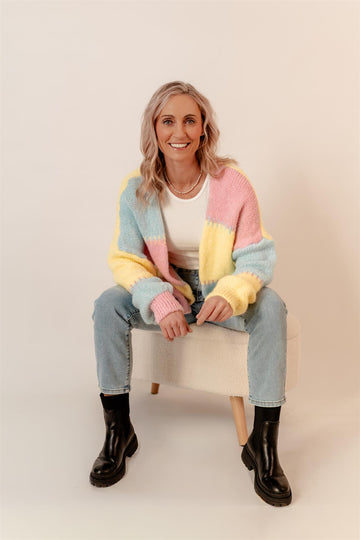 Cardigan mit Colour-Block-Muster