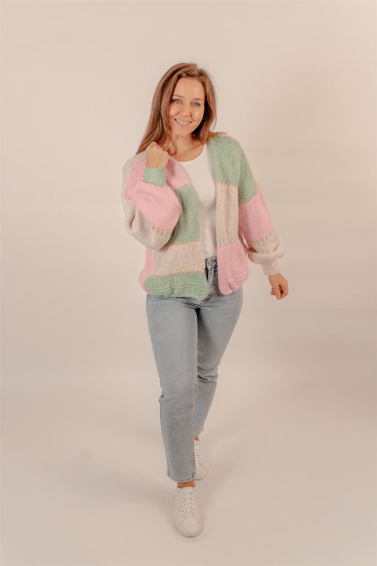 Cardigan mit Colour-Block-Muster