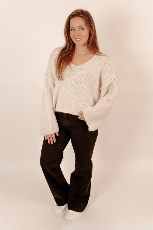 Pullover Oversized mit V-Ausschnitt in kurz