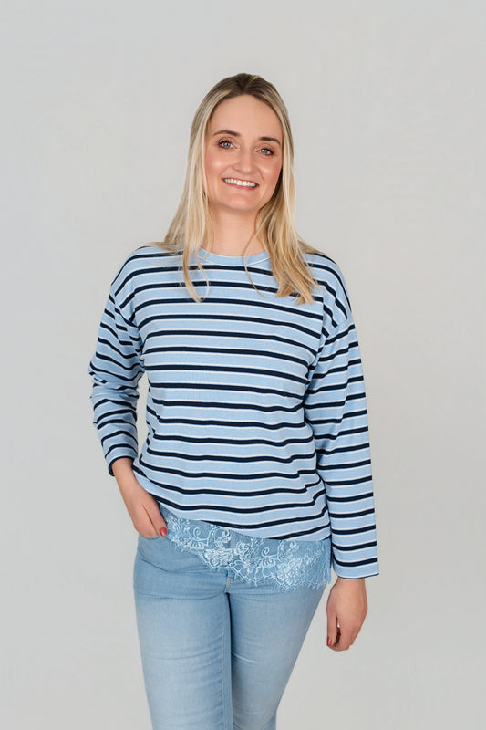 Pullover gestreift mit Spitze
