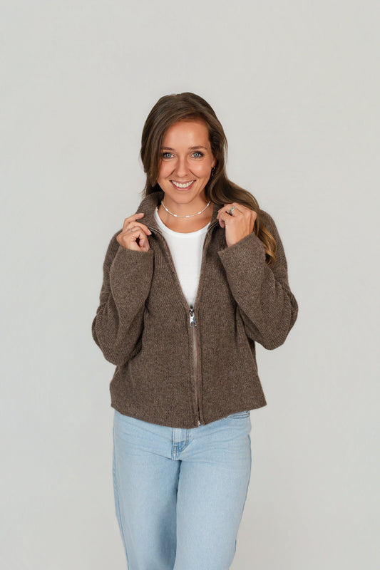 Zip-Up Cardigan uni