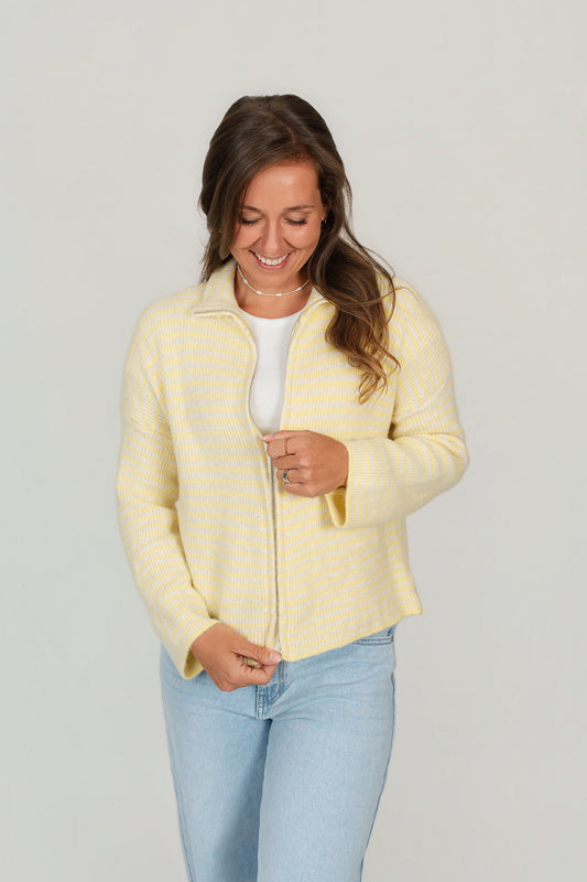 Zip-Up Cardigan gestreift