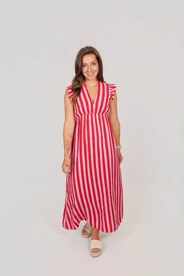Musselin Maxi-Kleid mit Streifen