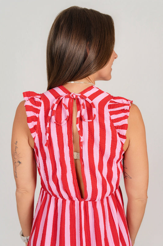 Musselin Maxi-Kleid mit Streifen