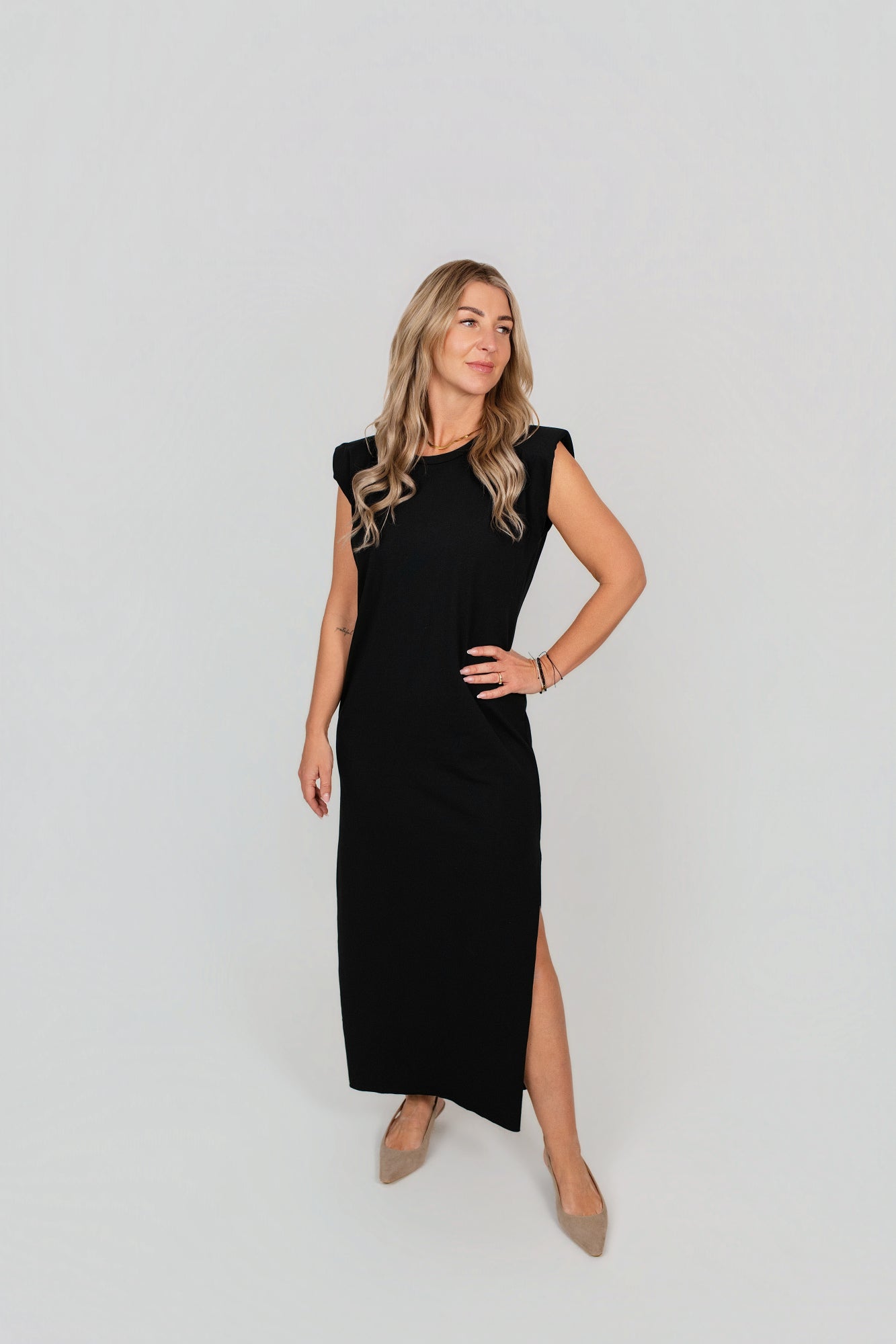 Shirtkleid mit Schulterpolstern